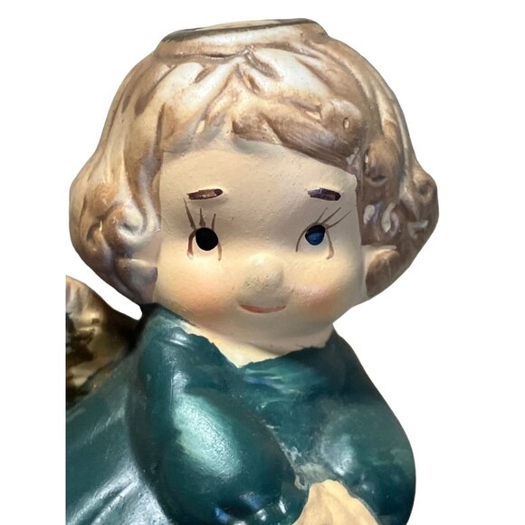 Ceramic Christmas Angel Bells Set of Two Red Green - Picture 4 of 13